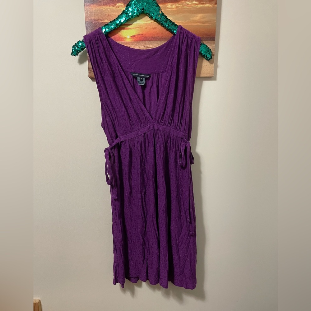 French connection purple dress summer size 10 tie dress